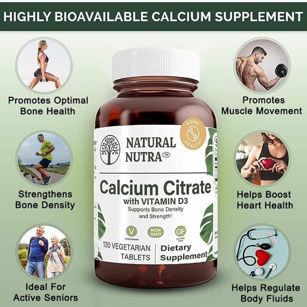 Natural Nutra Citrato de Calcio con Vitamina D3 - 120 Comprimidos