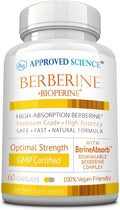 Approved Science Berberina 1000mg - Suplemento de Berberina de Alta Absorción con BioPerina - 60 Cápsulas - 1 Mes de Suministro - Vegano