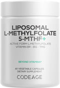 Codeage Liposomal L-Methylfolate 5-MTHF+ - Complejo de Vitaminas B Activas con Metilfolato, B12, B6 y Betaína - 60 Cápsulas