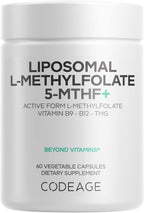 Codeage Liposomal L-Methylfolate 5-MTHF+ - Complejo de Vitaminas B Activas con Metilfolato, B12, B6 y Betaína - 60 Cápsulas