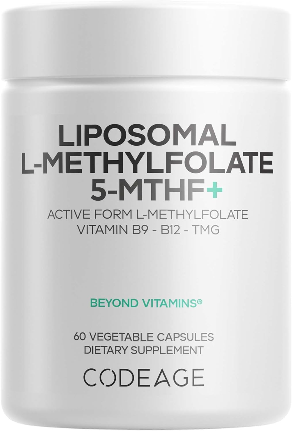 Codeage Liposomal L-Methylfolate 5-MTHF+ - Complejo de Vitaminas B Activas con Metilfolato, B12, B6 y Betaína - 60 Cápsulas