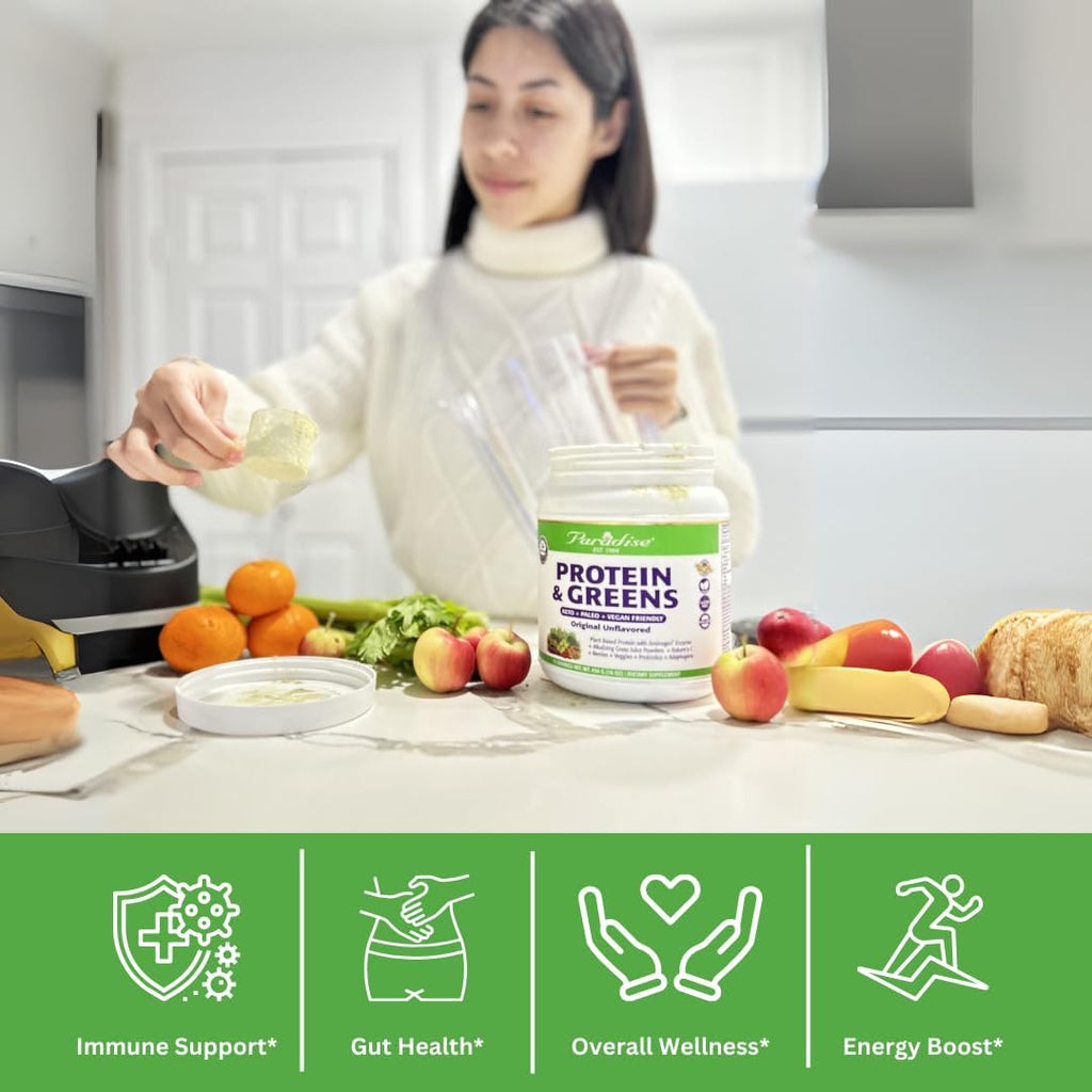 Paradise Herbs ORAC Energy Protein & Greens Powder, Proteína y Verdes en Polvo sin Sabor, 15 porciones