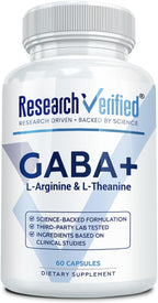 Research Verified GABA+ - Relaxation, Mood, Sleep - 600mg GABA, L-Arginine, L-Theanine, P5P, BioPerine - 60 Vegan Capsules