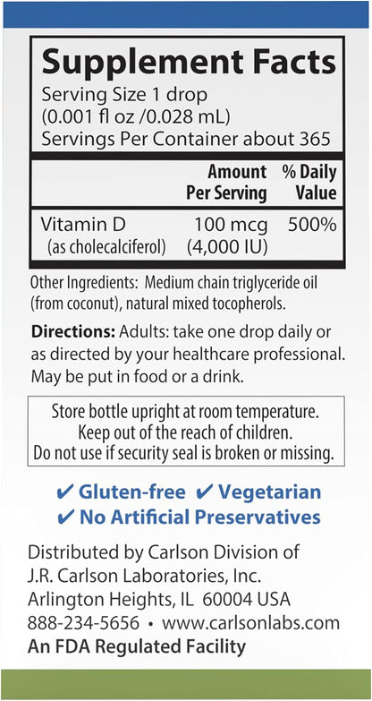 Carlson Super Daily D3 4000 UI (100 mcg) - – Contribuye al mantenimiento de los huesos en condiciones normales. – Image 3