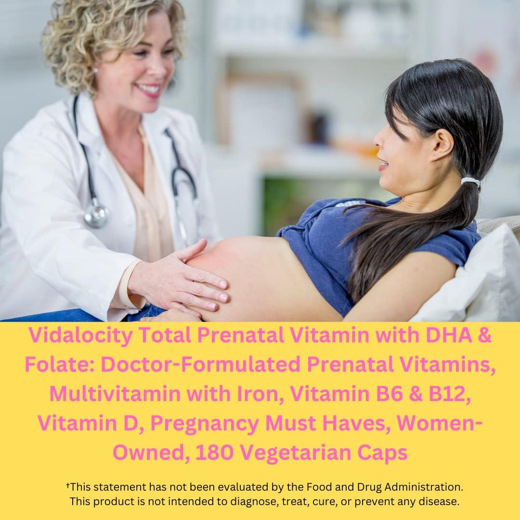 Vidalocity Vitaminas Prenatales para Mujeres, Multivitamínico en Cápsulas: Omega 3 (EPA/DHA), Magnesio, Folato, Vitamina D3, C, B12, B6, A, K y Zinc, 60 Cápsulas (Suministro para 60 Días)