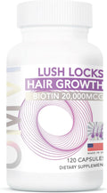 Omvi Formulas, Suplemento para el Crecimiento del Cabello con Biotina 20.000 mcg, Colágeno, Queratina, Vitaminas A, C, D3 y B12, Cabello, Piel y Uñas Fuertes, No OGM, Sin Gluten, 120 Cápsulas