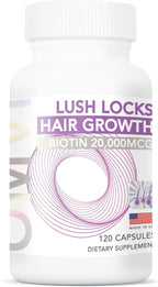 Omvi Formulas, Suplemento para el Crecimiento del Cabello con Biotina 20.000 mcg, Colágeno, Queratina, Vitaminas A, C, D3 y B12, Cabello, Piel y Uñas Fuertes, No OGM, Sin Gluten, 120 Cápsulas