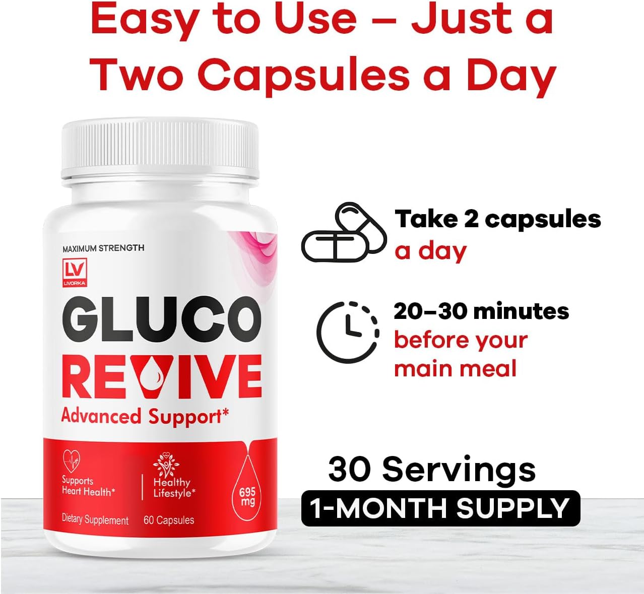 Gluco Revive Cápsulas (2 Paquetes) - Fórmula Avanzada de Apoyo Nutricional