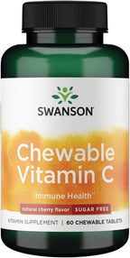 Swanson Vitamina C Masticable Sin Azúcar Sabor Cereza - 60 Comprimidos