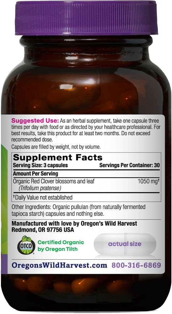 Trébol Rojo Orgánico en Cápsulas Veganas de Oregon's Wild Harvest