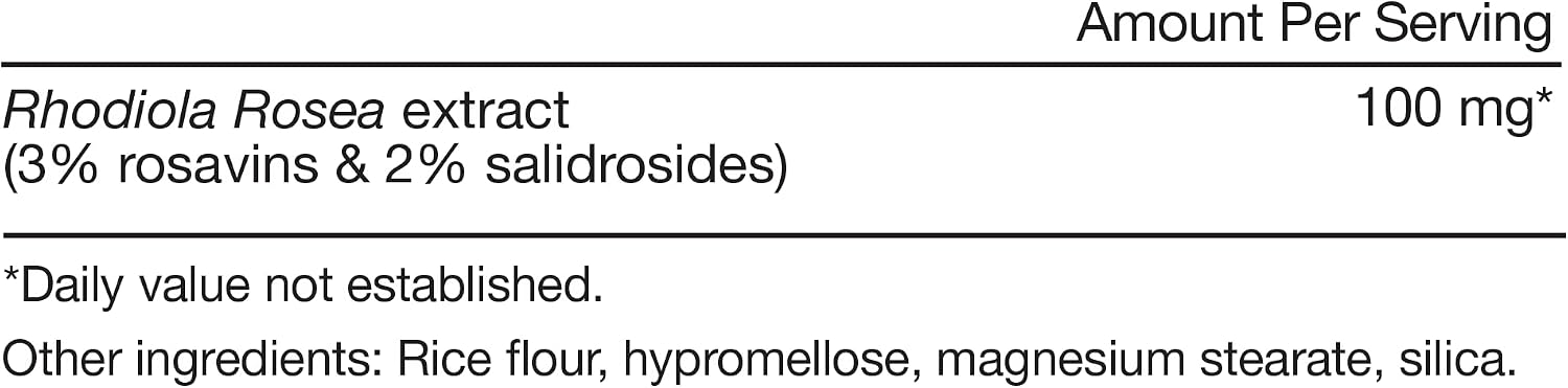 Momentous Rhodiola Rosea - Adaptógeno para Estrés, Fatiga y Rendimiento Cognitivo - 60 Cápsulas