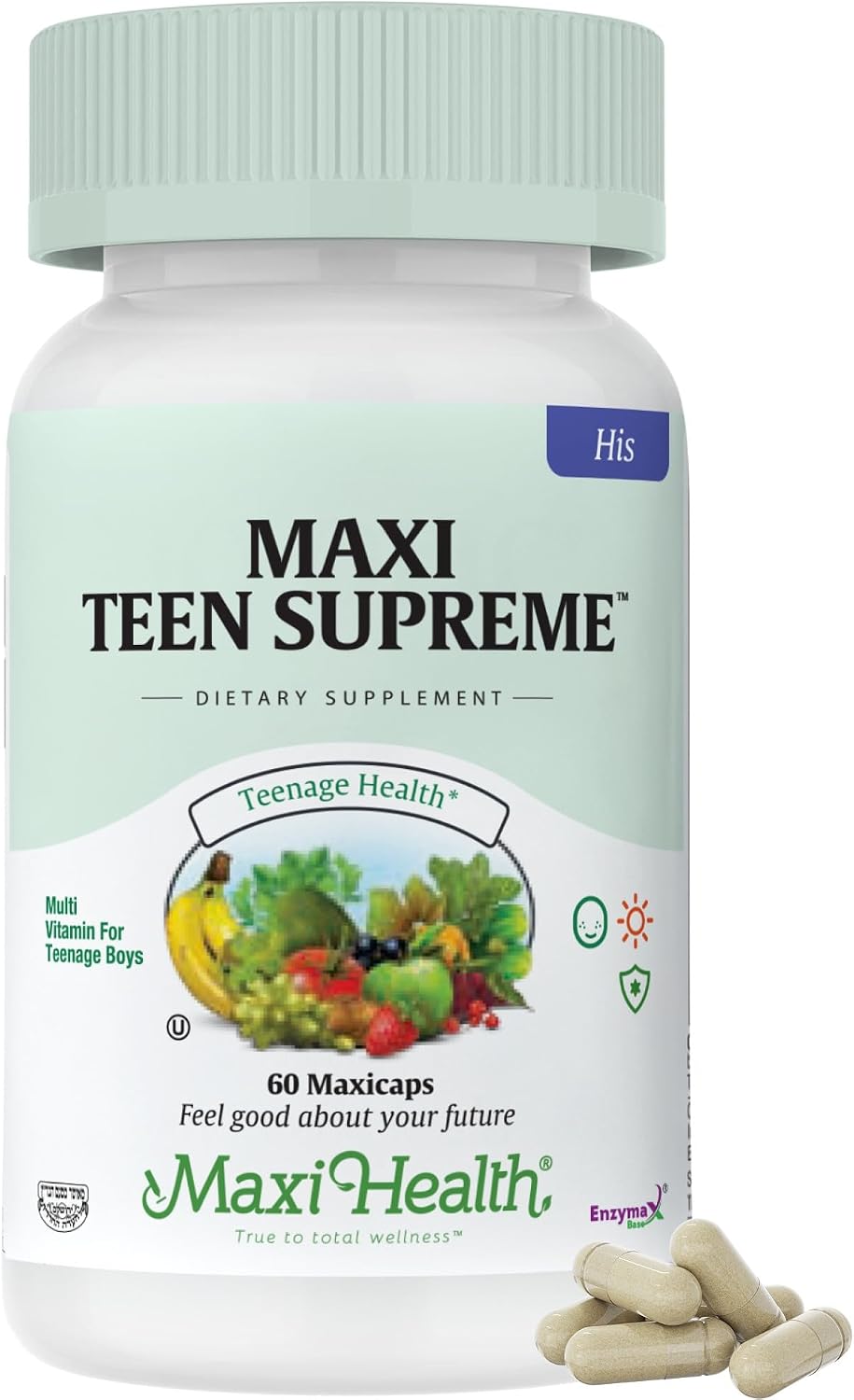 Teen Multivitamin Supreme - Multivitamínico para Chicos 12-17 con D3, Hierro, Calcio, Biotina y Enzimas Digestivas - 120 Comprimidos