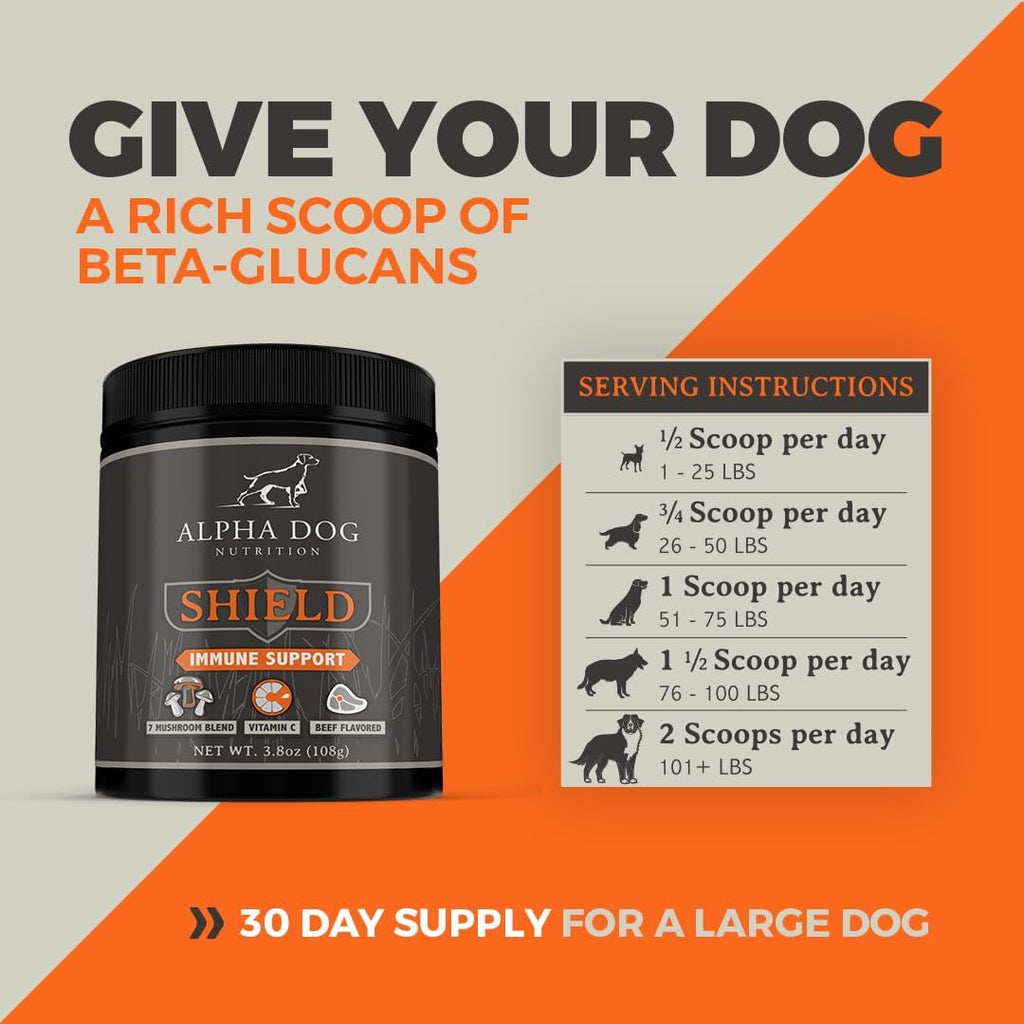 Shield Allergy Immune Support para Perros Pequeños - Complejo de 7 Setas Medicinales + Vitamina C - 54g