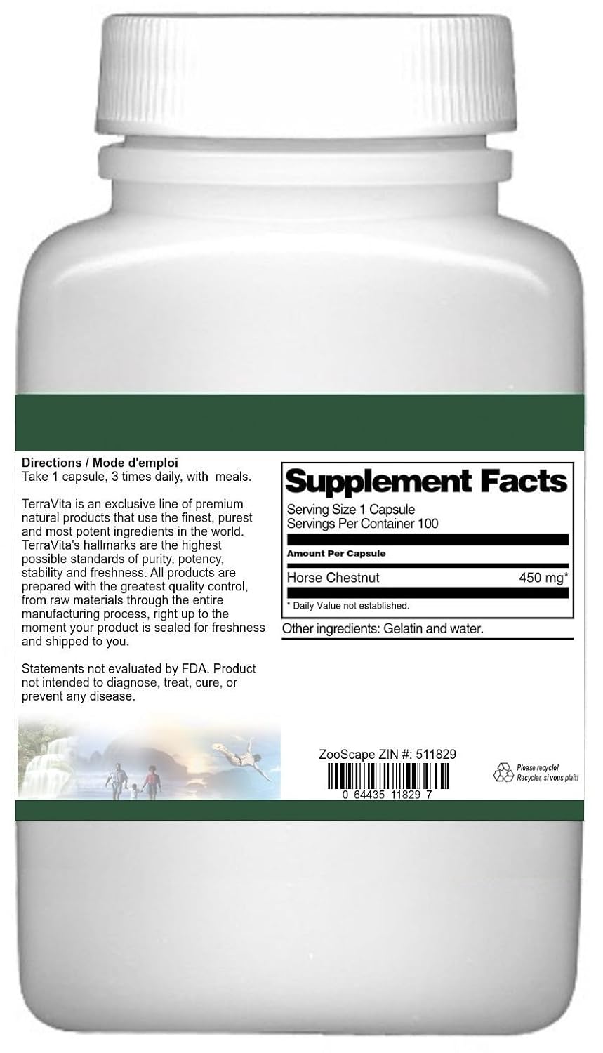 Horse Chestnut 450 mg, 100 Capsules - Terravita