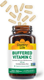 Country Life Vitamina C Tamponada con Bioflavonoides, 500 mg, 250 comprimidos