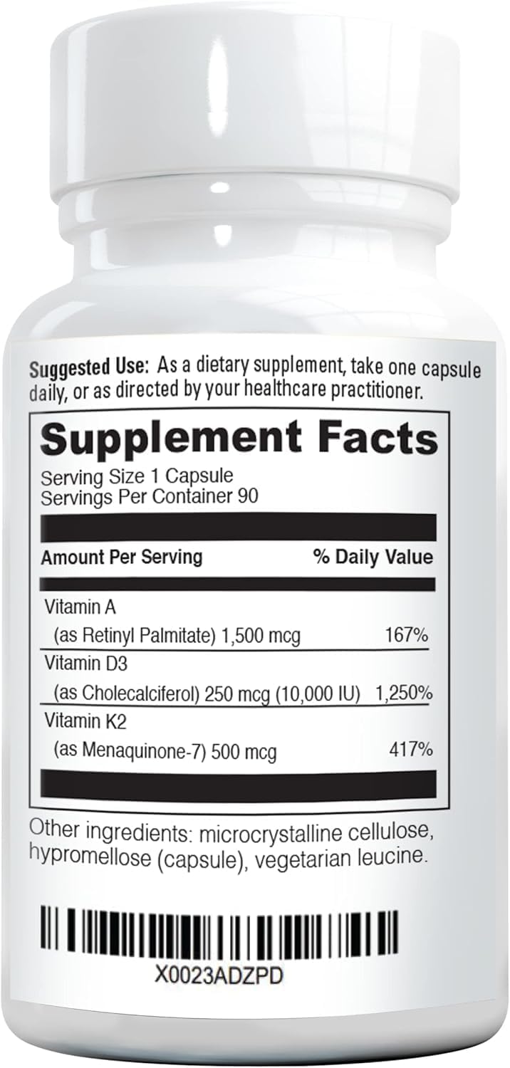 NatureGenX ADK10 – Vitaminas A, D3 y K2 MK-7 (90 Cápsulas)