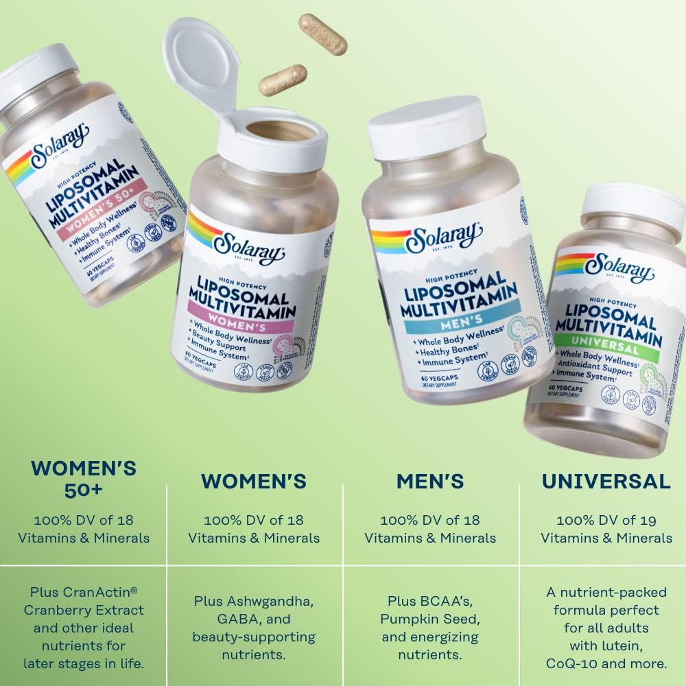 SOLARAY Multivitamínico Liposomal para Hombres y Mujeres, Alta Potencia, 60 Cápsulas Veganas