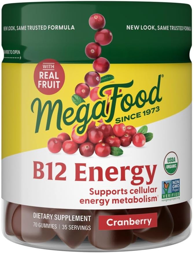 MegaFood Gomitas de Vitamina B12 con Metilcobalamina - Vegano - Energía Celular - 70 Gomitas