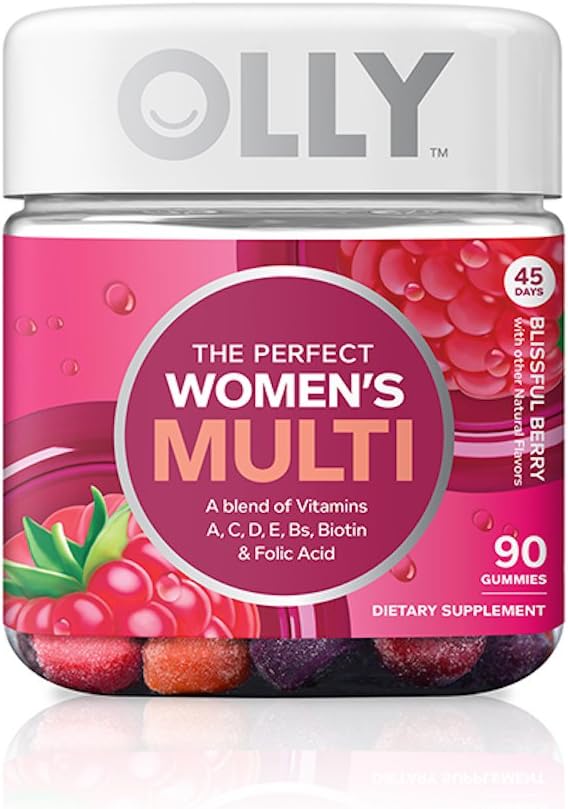 OLLY Perfect Women's Multivitamin Gummy Supplement - Suplemento en Gomitas Multivitamínicas para Mujeres, con Biotina y Ácido Fólico, Sabor Bayas, 90 unidades (45 días)