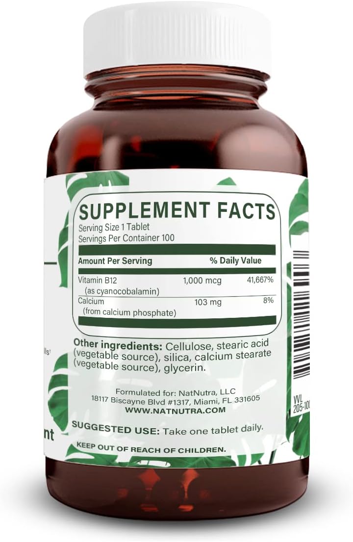 Natural Nutra Vitamina B12 1000 mcg – 100 Comprimidos Veganos