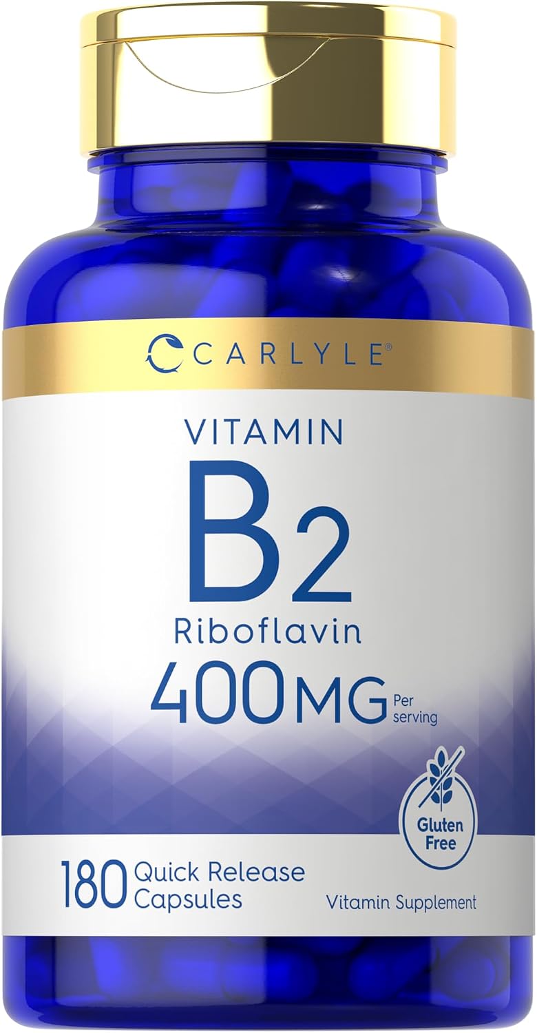 Carlyle Vitamina B-2 400 mg | 180 Cápsulas | Suplemento No Transgénico, Sin Gluten | B2 Riboflavina