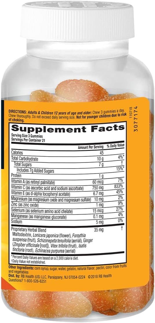 Airborne Gominolas de Vitamina C 750 mg con Sabor a Naranja (Paquete de 6)