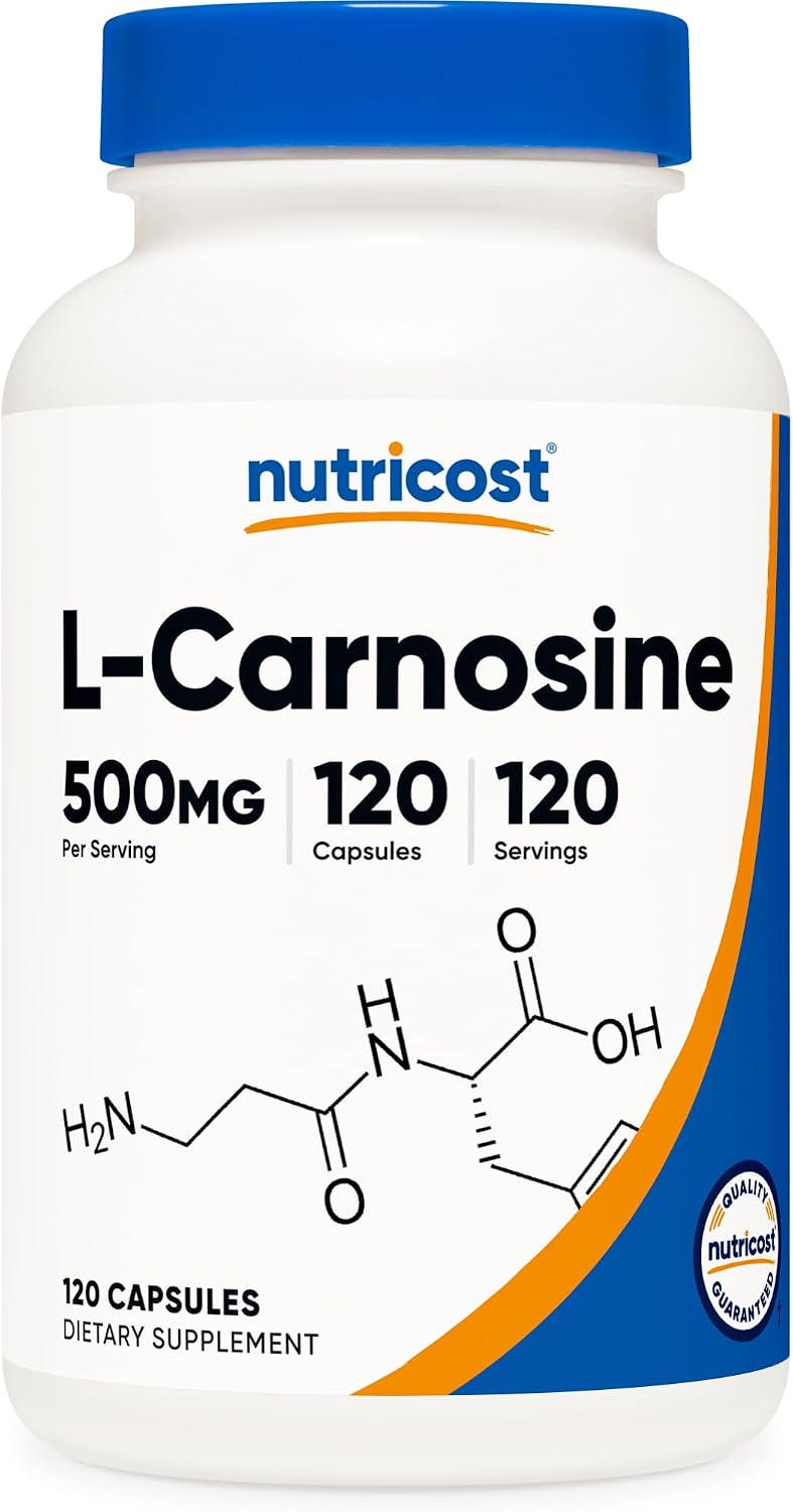 Nutricost L-Carnosina 500mg, 120 Cápsulas - Sin Gluten y No GMO
