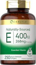Carlyle Vitamina E 400 UI, 250 Cápsulas Blandas – Suplemento Natural