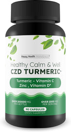 Healthy Calm & Well CDZ Cápsulas - Suplemento de Vitamina C, D, Zinc y Cúrcuma con Magnesio