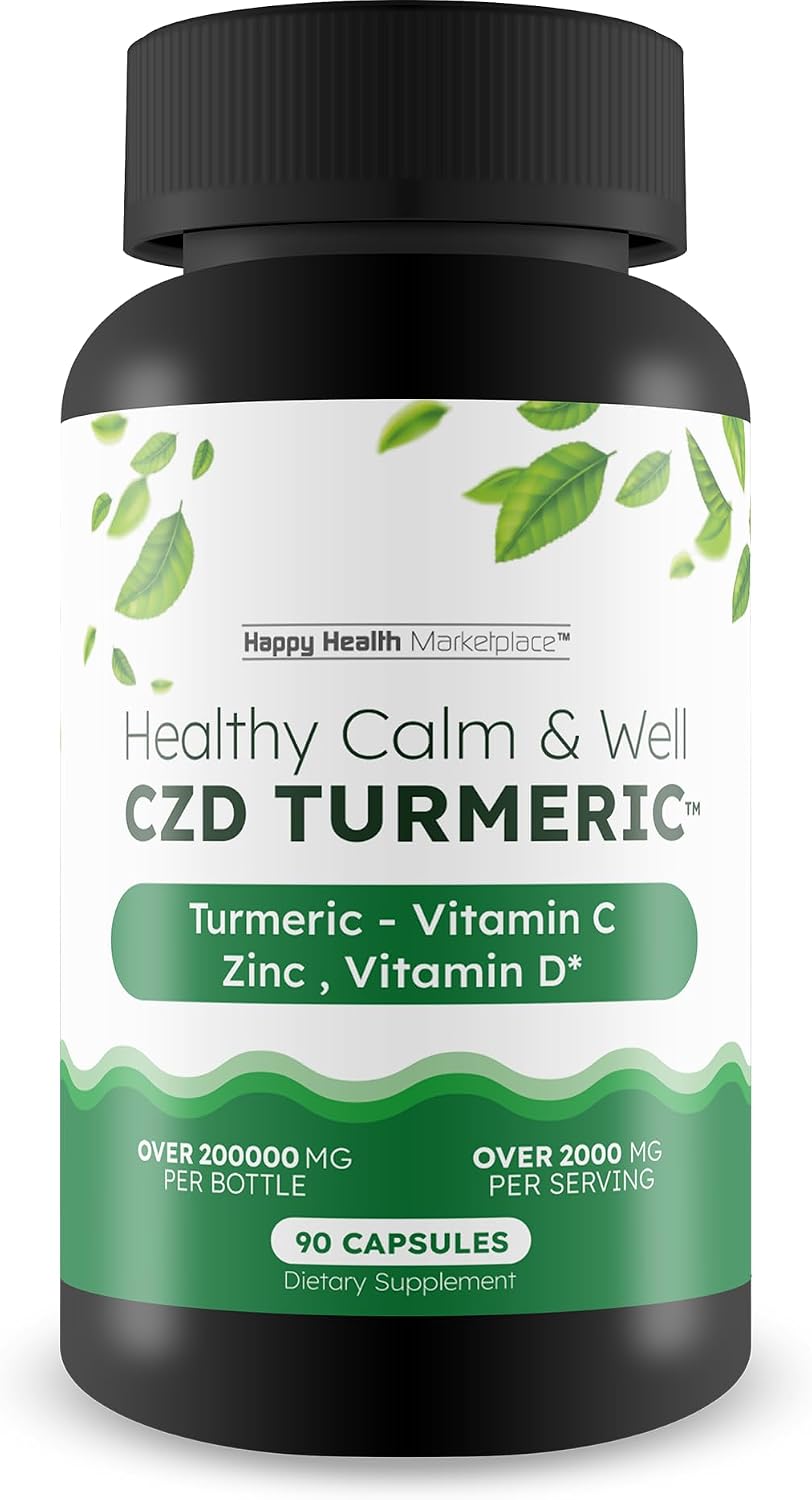 Healthy Calm & Well CDZ Cápsulas - Suplemento de Vitamina C, D, Zinc y Cúrcuma con Magnesio