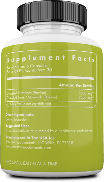 Ancestral Supplements Intestinos de Ternera con Tripa (Estómago), 3000mg, 180 Cápsulas – Image 2