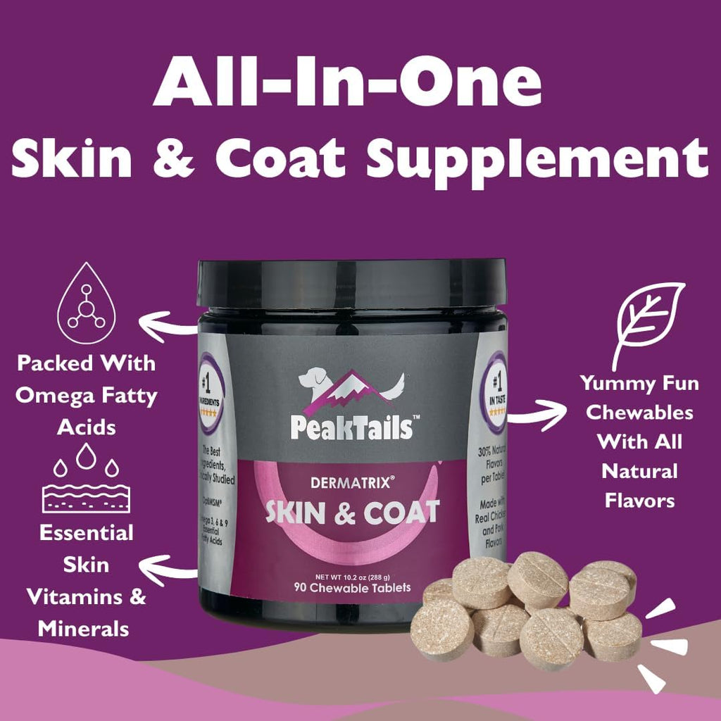 Kala Health PeakTails Suplemento para Piel y Pelaje para Perros – 90 Comprimidos Masticables
