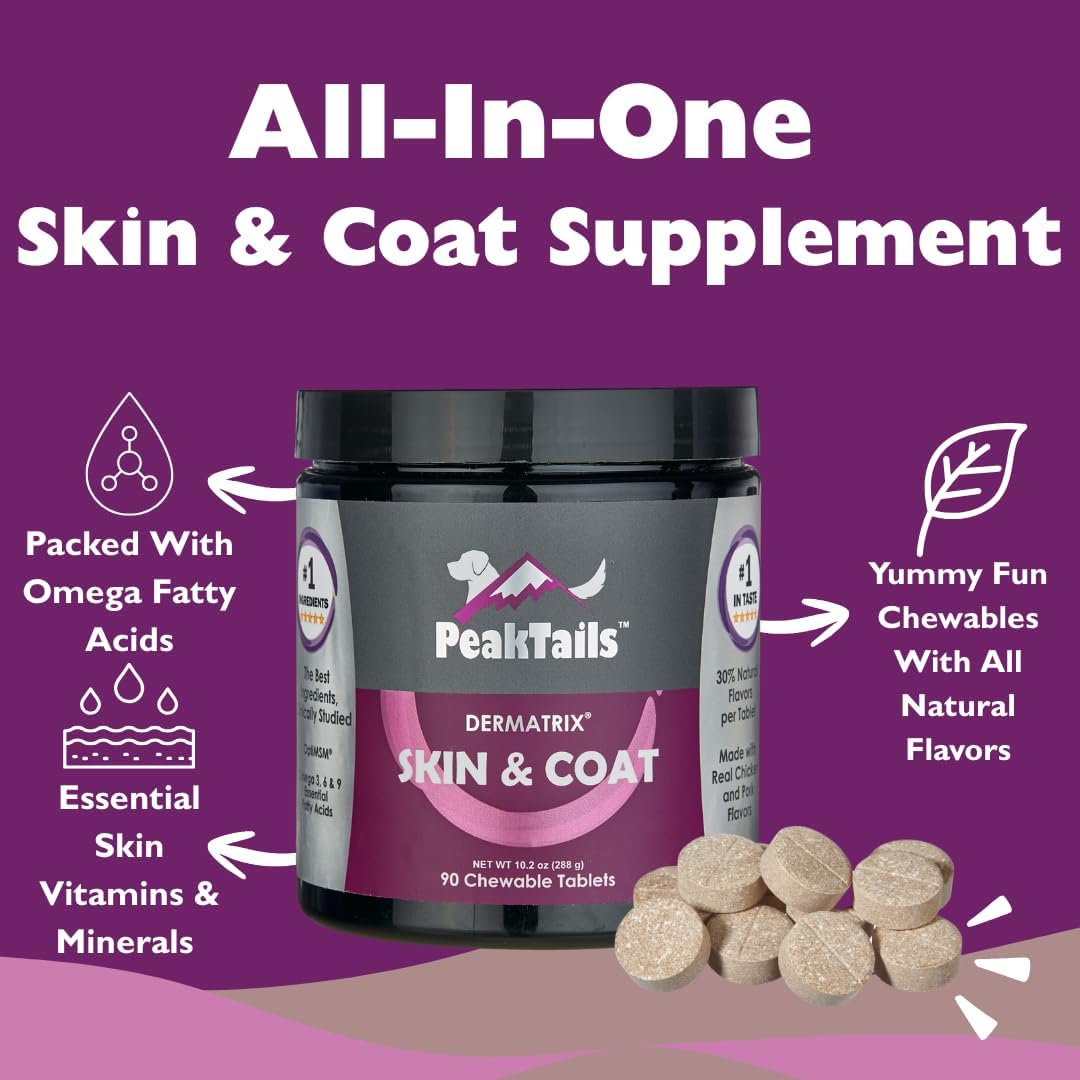 Kala Health PeakTails Suplemento para Piel y Pelaje para Perros – 90 Comprimidos Masticables