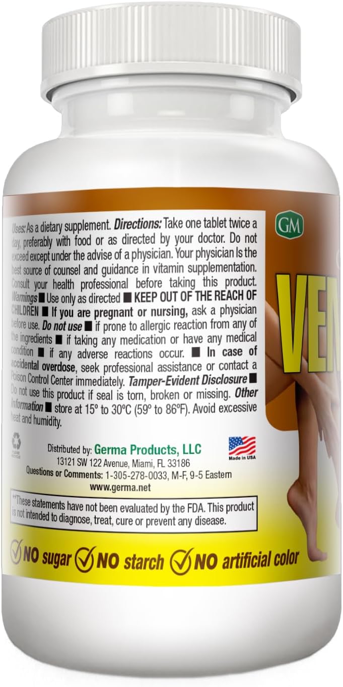 Germa Venosan Complemento Alimenticio - Alivia la Pesadez y Fortalece las Paredes Venosas - 60 Comprimidos