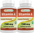 Best Naturals Vitamina A 25000 IU (7500 mcg) - 180 Cápsulas Blandas, Pack de 2