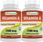 Best Naturals Vitamina A 25000 IU (7500 mcg) - 180 Cápsulas Blandas, Pack de 2
