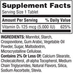 Spring Valley Extra Strength Vitamina D3 Comprimidos Sublinguales, 125 mcg (5000 IU), Sabor Fresa, 90 unidades