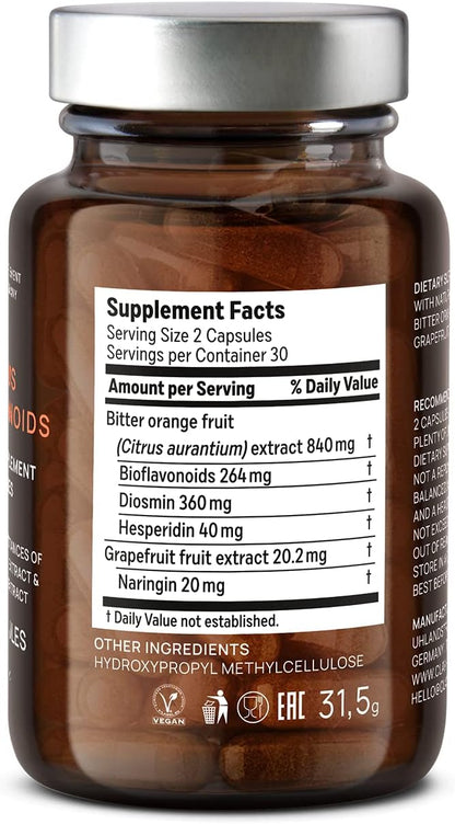 CLAV Bioflavonoides Cítricos - Suplemento Vegano de Flavonoides de Naranja Amarga y Pomelo - 60 Cápsulas - Hecho en Alemania – Image 9