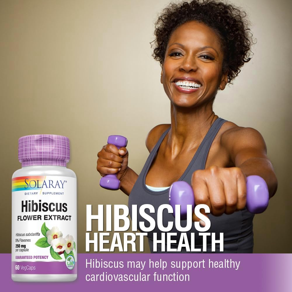 SOLARAY Hibiscus Flower Extract - 250 mg, 60 Vegan Capsules