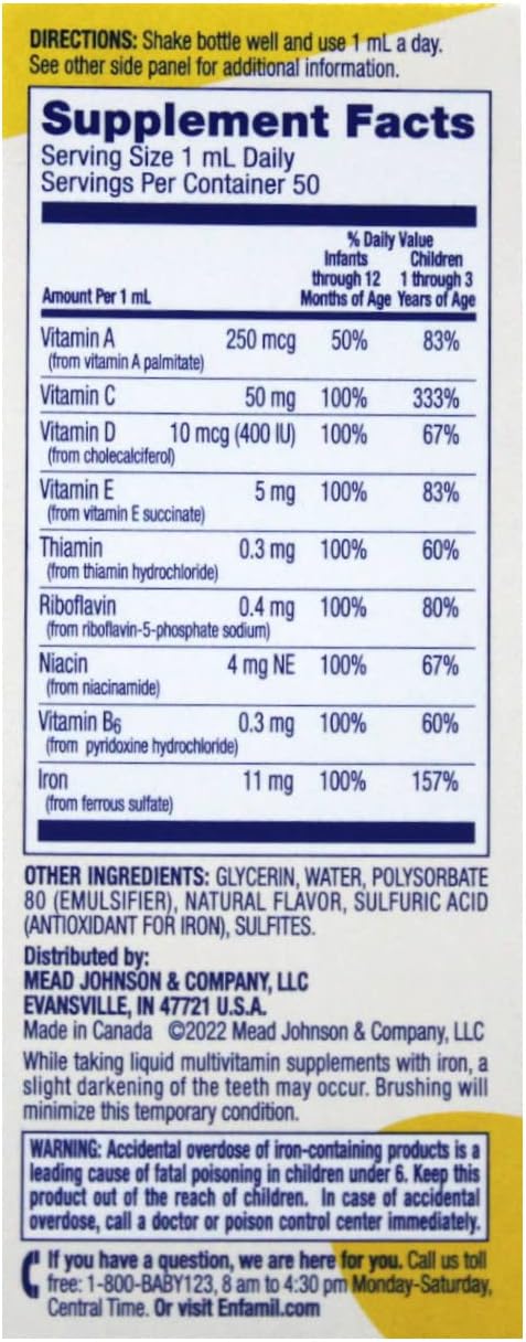 Enfamil Poly-Vi-Sol Gotas Multivitamínicas con Hierro - 50 ml
