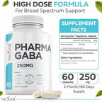 Teaveli Pharma GABA 250mg - Suplemento de GABA de Alta Absorción - 60 Cápsulas