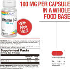 Solaray Vitamina B2 100 mg – Riboflavina, 100 Cápsulas Veganas