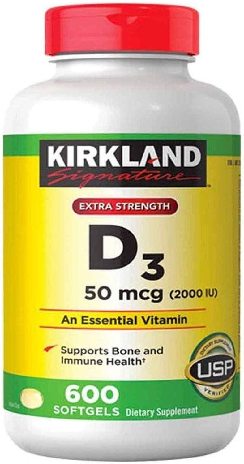 Kirkland Signature Vitamina D3 50 mcg (2000 UI), 600 Softgels (Pack de 2)