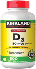 Kirkland Signature Vitamina D3 50 mcg (2000 UI), 600 Softgels (Pack de 2)