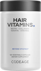 Codeage Vitaminas para el Cabello con Biotina 10000 mcg, Queratina, Colágeno y Vitaminas - 2 Envases