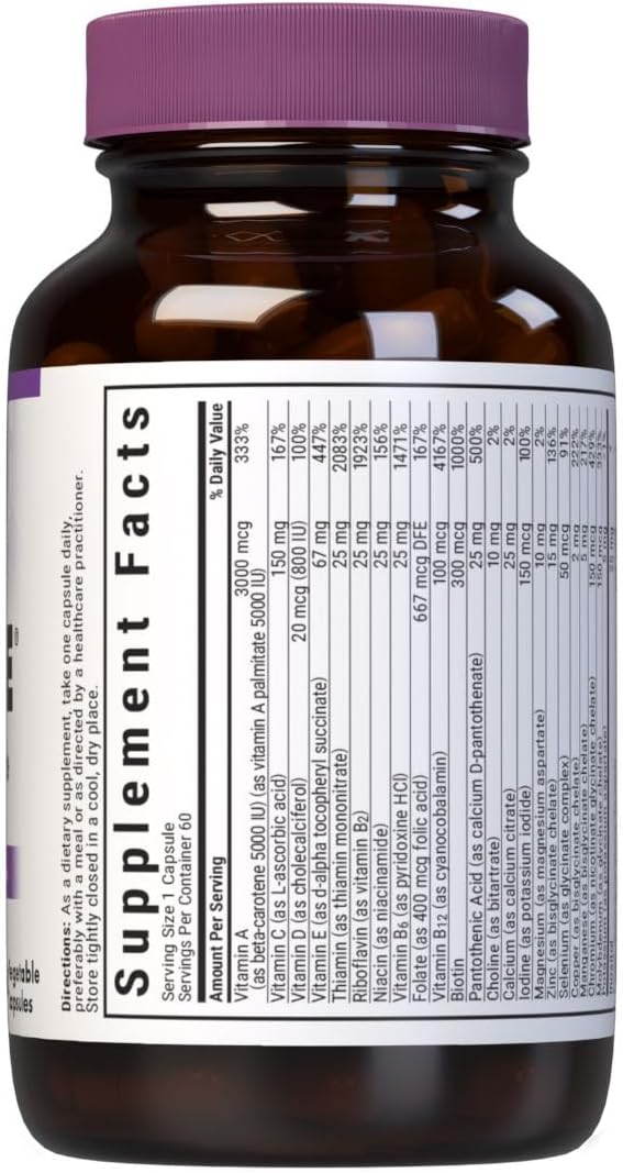 Bluebonnet Nutrition Multi One Iron Free - Multivitaminas Completas, 60 Cápsulas Vegetales