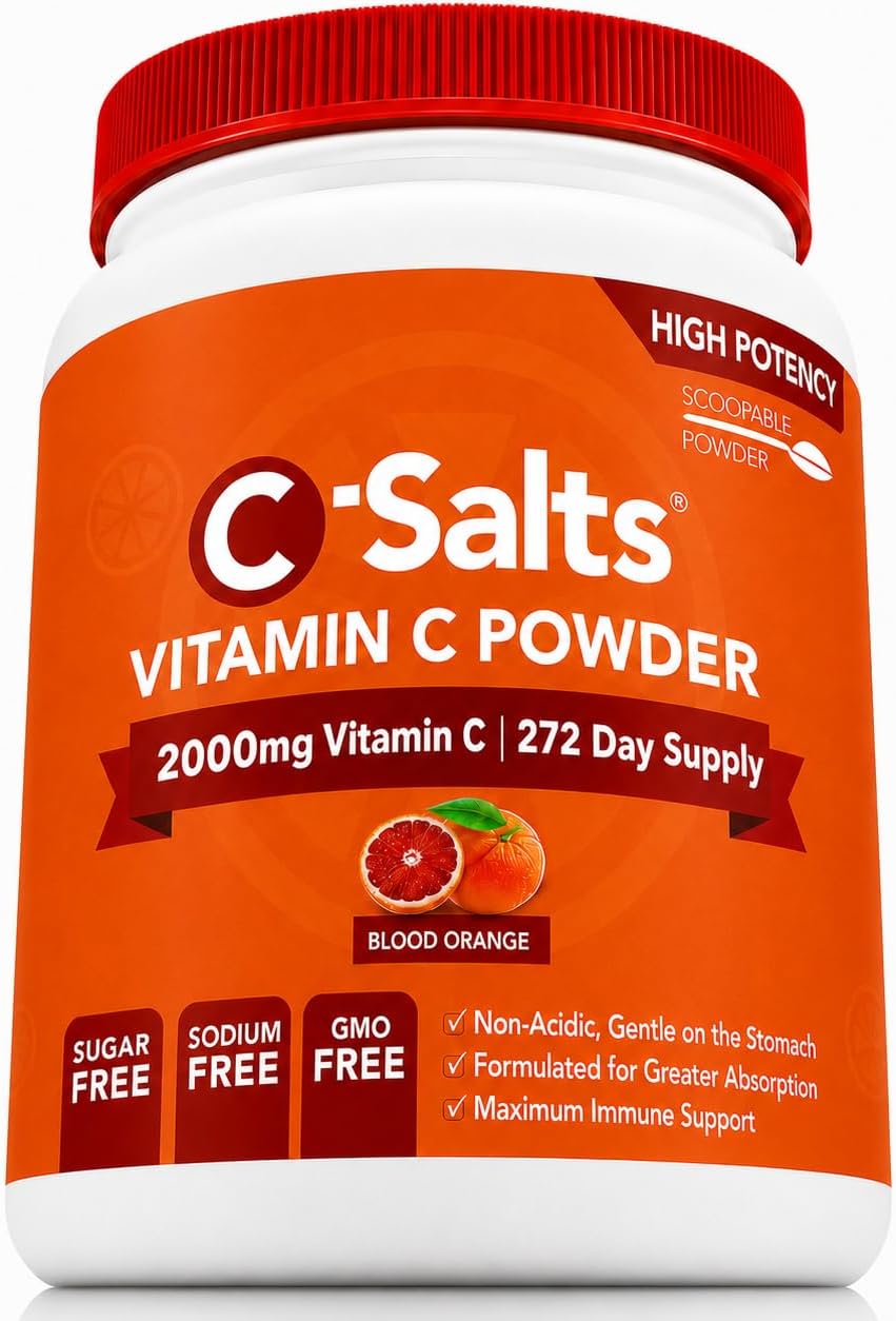 C-Salts Vitamina C en Polvo Tamponada - Sabor Naranja Sangre, 26 oz (735 g) - 272 Servicios