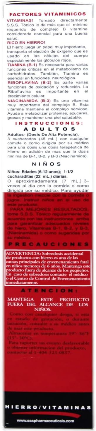 SSS Tonic Complejo Vitamínico con Hierro - Pack de 3 Botellas de 295 ml