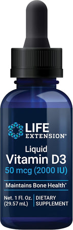 Life Extension Vitamina D3 Líquida, 50 mcg (2000 UI), Sin Sabor, Sin Gluten, No OGM, 29.57 ml