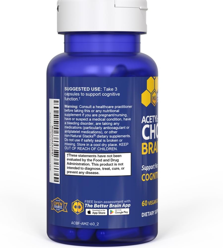 Acetylcholine Brain Food – Suplemento Cognitivo con Alpha GPC y Acetil L-Carnitina – 60 Cápsulas
